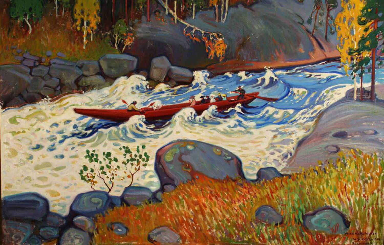 Väinö Hämäläisen maalaus Koskivene Isokäyrässä, 1910