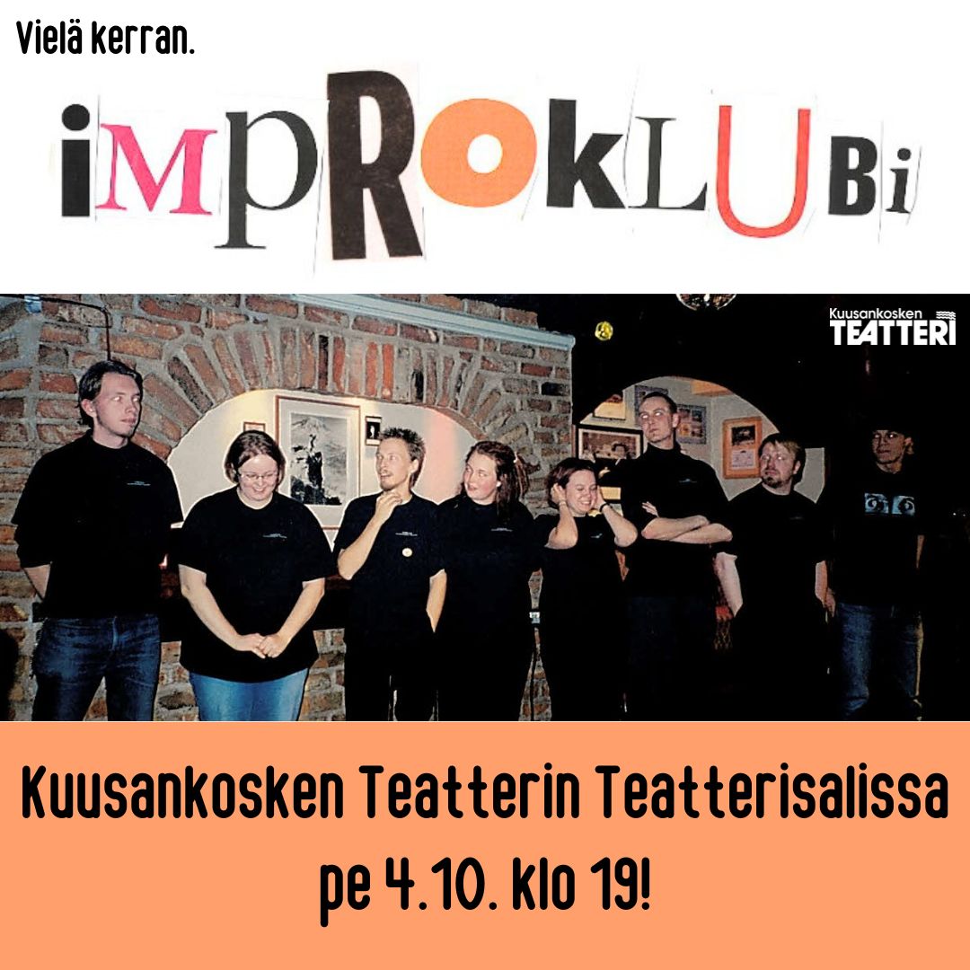 Kuusankosken Teatterissa Pulkkinen Live Show 26.9. sekä muita vierailuesityksiä ja 25.10.2024 alkaen Joki jää – Pohjoinen Kymenlaakso kahel nakil 3