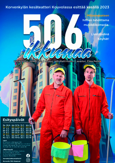 Korvenkylän kesäteatterin esittämä Heikki Salon näytelmä 506 ikkunaa on Miljoonasade-yhtyeen hittien täydentämänä Länsi-Kymen Kulttuuritien Vuoden tapahtuma 2023 1 Korvenkylän kesäteatterin esittämä Heikki Salon näytelmä 506 ikkunaa on Miljoonasade-yhtyeen hittien täydentämänä Länsi-Kymen Kulttuuritien Vuoden tapahtuma 2023 1